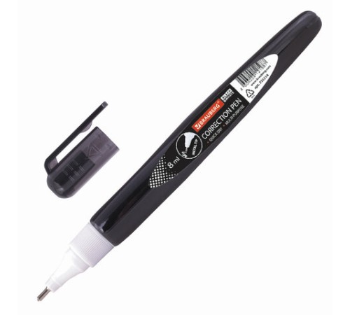 Ручка-корректор BRAUBERG, 8 мл, металлический наконечник, черный корпус, 225214
