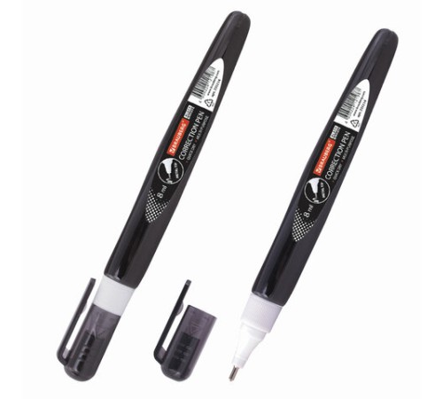 Ручка-корректор BRAUBERG, 8 мл, металлический наконечник, черный корпус, 225214