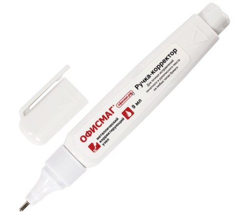 Ручка-корректор ОФИСМАГ, 9 мл, металлический наконечник, 225215