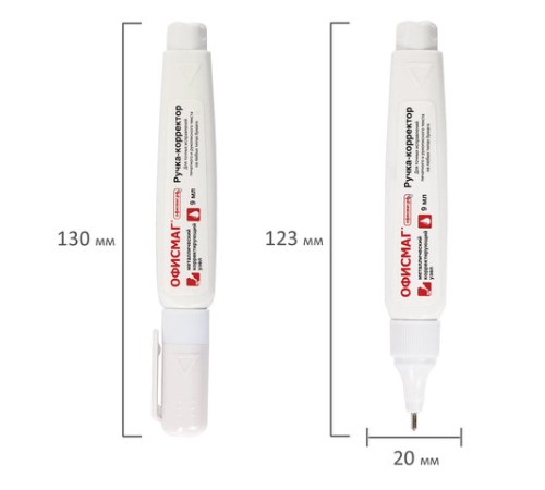 Ручка-корректор ОФИСМАГ, 9 мл, металлический наконечник, 225215
