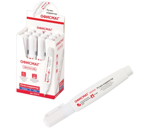 Ручка-корректор ОФИСМАГ, 9 мл, металлический наконечник, 225215