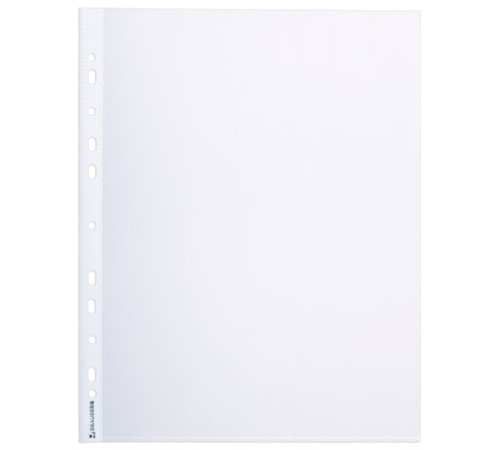 Папки-файлы перфорированные А4+ BRAUBERG, КОМПЛЕКТ 50 шт., матовые, СВЕРХПРОЧНЫЕ, 100 мкм, 225219