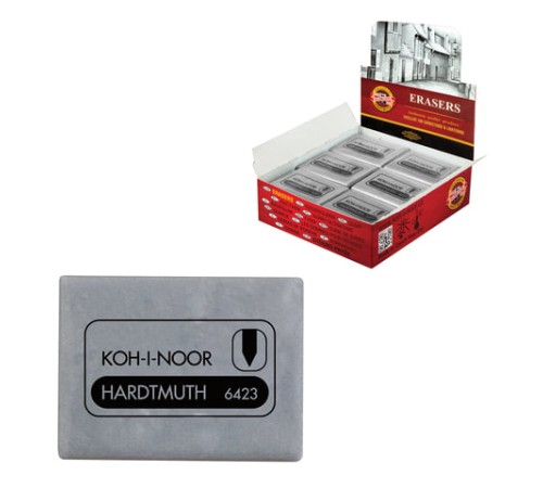 Ластик-клячка художественный KOH-I-NOOR, 47x36x10 мм, супермягкий, серый, 6423018004KD