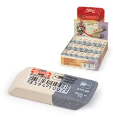 Ластик KOH-I-NOOR 6541/80, 41x14x8 мм, бело-серый, прямоугольный, скошенные края, натуральный каучук, 6541080004KDRU