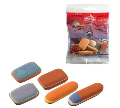 Набор ластиков KOH-I-NOOR 50 г, цвет и форма ассорти, натуральный каучук, 6510005010PSRU