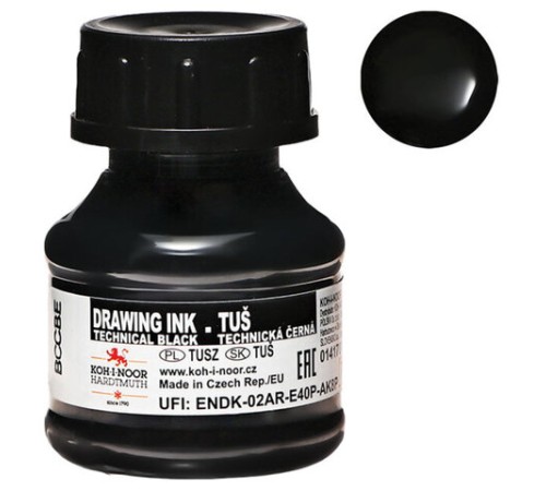 Тушь KOH-I-NOOR, черная, 20 мл, 0141701002LP