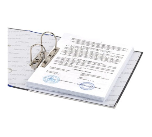 Папка-регистратор ОФИСМАГ, фактура стандарт, с мраморным покрытием, 75 мм, синий корешок, 225583