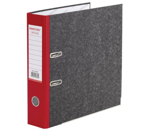 Папка-регистратор ОФИСМАГ, фактура стандарт, с мраморным покрытием, 75 мм, красный корешок, 225584