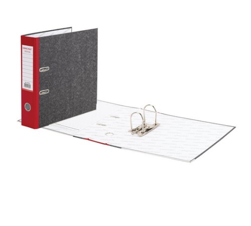 Папка-регистратор ОФИСМАГ, фактура стандарт, с мраморным покрытием, 75 мм, красный корешок, 225584