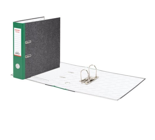 Папка-регистратор ОФИСМАГ, фактура стандарт, с мраморным покрытием, 75 мм, зеленый корешок, 225585