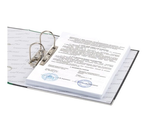 Папка-регистратор ОФИСМАГ, фактура стандарт, с мраморным покрытием, 75 мм, зеленый корешок, 225585