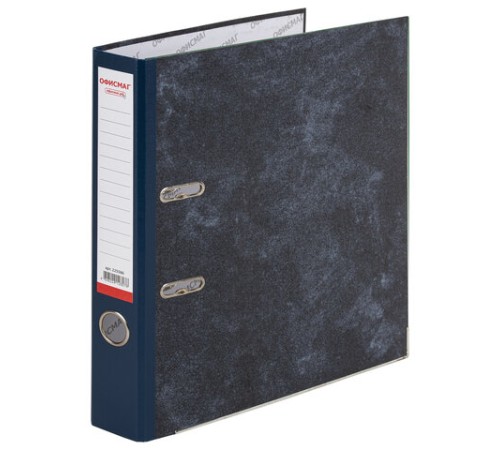 Папка-регистратор ОФИСМАГ, фактура стандарт, с мраморным покрытием, 50 мм, синий корешок, 225586