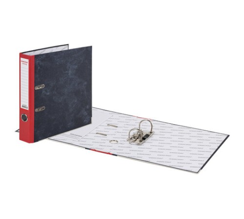 Папка-регистратор ОФИСМАГ, фактура стандарт, с мраморным покрытием, 50 мм, красный корешок, 225587