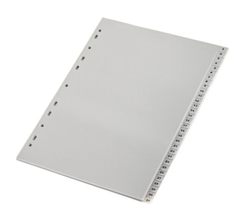 Разделитель пластиковый BRAUBERG, А4, 31 лист, цифровой 1-31, оглавление, серый, РОССИЯ, 225598