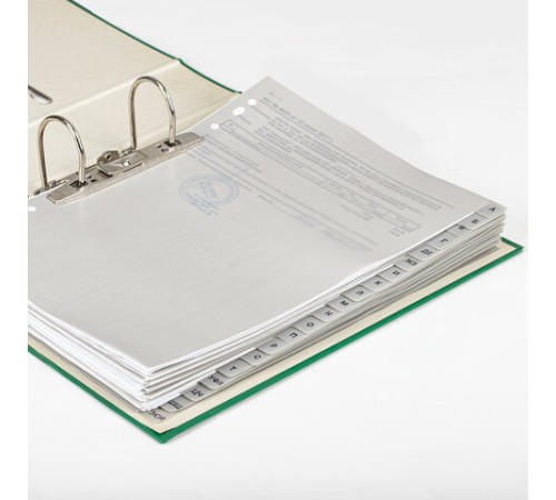 Разделитель пластиковый BRAUBERG, А4, 20 листов, алфавитный А-Я, оглавление, серый, РОССИЯ, 225601