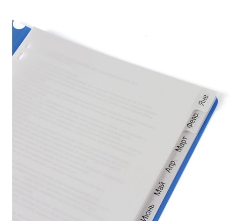 Разделитель пластиковый ОФИСМАГ, А4, 12 листов, Январь-Декабрь, оглавление, серый, РОССИЯ, 225606