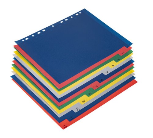 Разделитель пластиковый BRAUBERG, А4, 12 листов, цифровой 1-12, оглавление, цветной, РОССИЯ, 225610