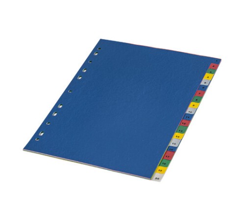 Разделитель пластиковый BRAUBERG, А4, 20 листов, цифровой 1-20, оглавление, цветной, РОССИЯ, 225611