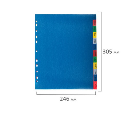 Разделитель пластиковый широкий BRAUBERG А4+, 31 лист, цифровой 1-31, оглавление, цветной, 225624