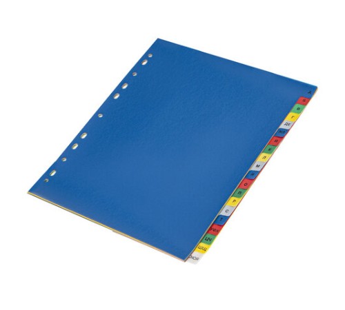 Разделитель пластиковый широкий BRAUBERG А4+, 20 листов, алфавитный А-Я, оглавление, цветной, 225627