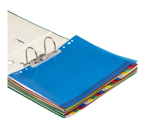 Разделитель пластиковый широкий BRAUBERG А4+, 20 листов, алфавитный А-Я, оглавление, цветной, 225627