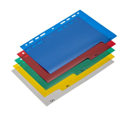 Разделитель пластиковый МАЛЫЙ ФОРМАТ (210x162мм), А5, 5 листов, цифровой 1-5, оглавление, BRAUBERG, 225628