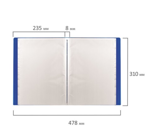 Папка 10 вкладышей STAFF, синяя, 0,5 мм, 225688