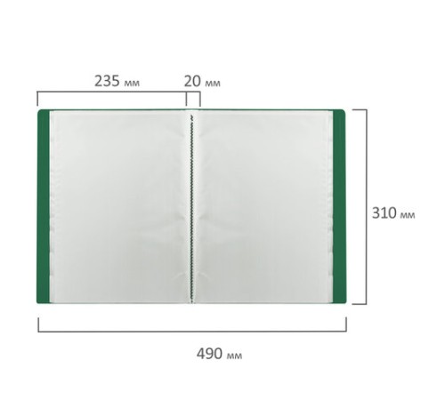 Папка 30 вкладышей STAFF, зеленая, 0,5 мм, 225699