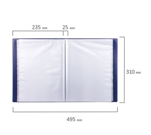 Папка 40 вкладышей STAFF, синяя, 0,5 мм, 225700