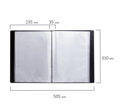 Папка 60 вкладышей STAFF, черная, 0,5 мм, 225705