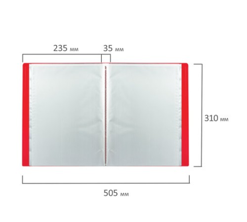 Папка 60 вкладышей STAFF, красная, 0,5 мм, 225706