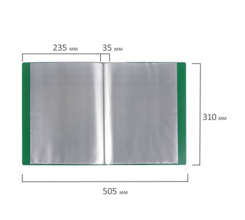 Папка 60 вкладышей STAFF, зеленая, 0,5 мм, 225707