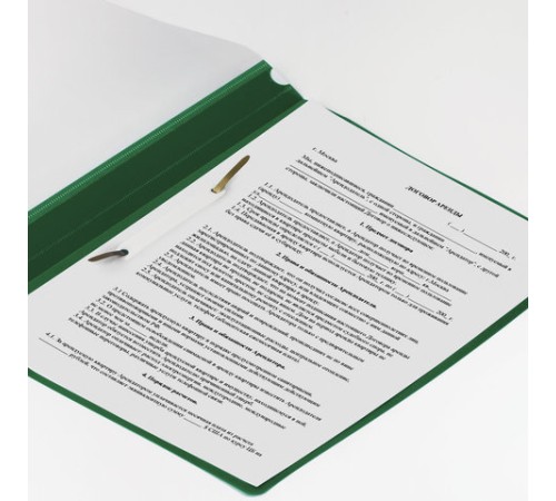 Скоросшиватель пластиковый STAFF, А4, 100/120 мкм, зеленый, 225728