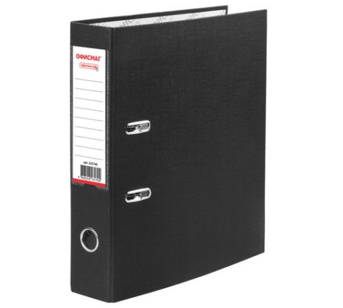 Папка-регистратор ОФИСМАГ с арочным механизмом, покрытие из ПВХ, 75 мм, черная, 225748