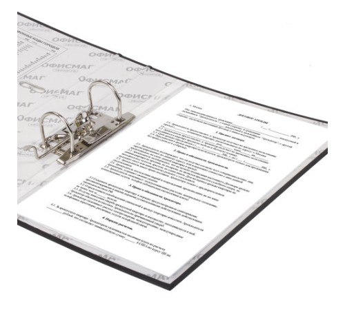 Папка-регистратор ОФИСМАГ с арочным механизмом, покрытие из ПВХ, 75 мм, черная, 225748