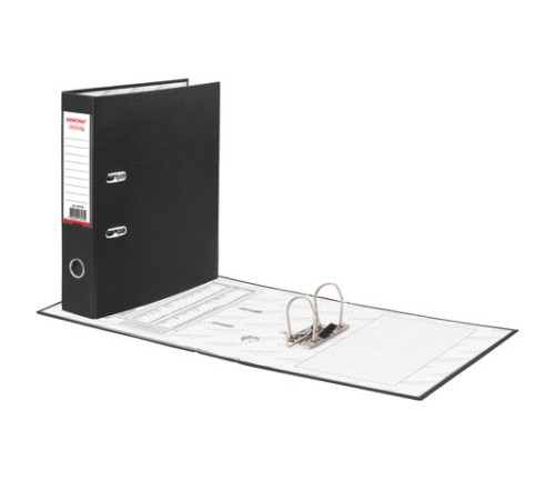 Папка-регистратор ОФИСМАГ с арочным механизмом, покрытие из ПВХ, 75 мм, черная, 225748