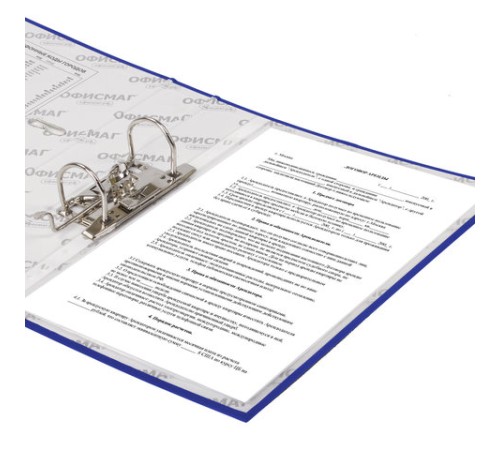 Папка-регистратор ОФИСМАГ с арочным механизмом, покрытие из ПВХ, 75 мм, синяя, 225749