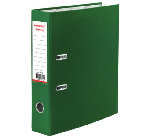 Папка-регистратор ОФИСМАГ с арочным механизмом, покрытие из ПВХ, 75 мм, зеленая, 225751