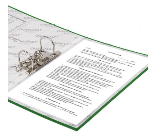 Папка-регистратор ОФИСМАГ с арочным механизмом, покрытие из ПВХ, 75 мм, зеленая, 225751