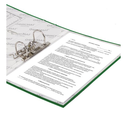 Папка-регистратор ОФИСМАГ с арочным механизмом, покрытие из ПВХ, 50 мм, зеленая, 225755