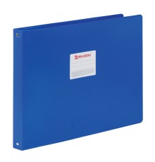 Папка на 4 кольцах БОЛЬШОГО ФОРМАТА А3, ГОРИЗОНТАЛЬНАЯ, 30 мм, синяя, 0,8 мм, BRAUBERG 