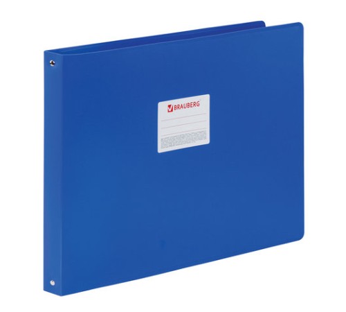 Папка на 4 кольцах БОЛЬШОГО ФОРМАТА А3, ГОРИЗОНТАЛЬНАЯ, 30 мм, синяя, 0,8 мм, BRAUBERG 