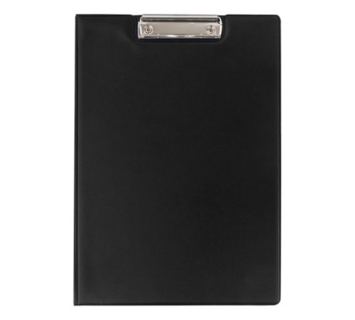 Папка-планшет ОФИСМАГ, А4 (340х240 мм), с прижимом и крышкой, картон/ПВХ, РОССИЯ, черная, 225982