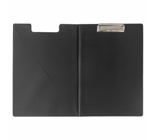 Папка-планшет ОФИСМАГ, А4 (340х240 мм), с прижимом и крышкой, картон/ПВХ, РОССИЯ, черная, 225982