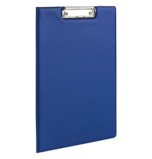 Папка-планшет ОФИСМАГ, А4 (340х240 мм), с прижимом и крышкой, картон/ПВХ, РОССИЯ, синяя, 225983