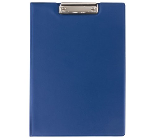 Папка-планшет ОФИСМАГ, А4 (340х240 мм), с прижимом и крышкой, картон/ПВХ, РОССИЯ, синяя, 225983