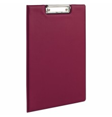 Папка-планшет ОФИСМАГ, А4 (340х240 мм), с прижимом и крышкой, картон/ПВХ, РОССИЯ, бордовая, 225984