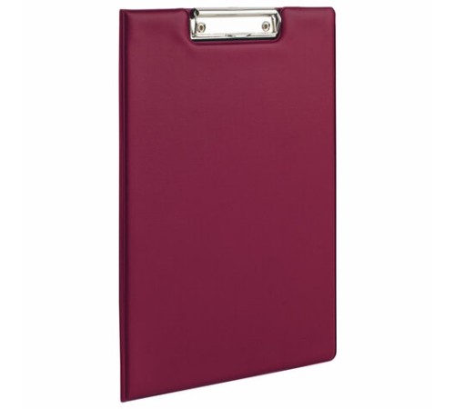 Папка-планшет ОФИСМАГ, А4 (340х240 мм), с прижимом и крышкой, картон/ПВХ, РОССИЯ, бордовая, 225984