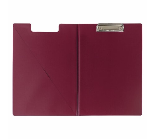 Папка-планшет ОФИСМАГ, А4 (340х240 мм), с прижимом и крышкой, картон/ПВХ, РОССИЯ, бордовая, 225984