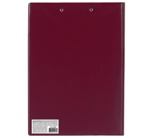 Папка-планшет ОФИСМАГ, А4 (340х240 мм), с прижимом и крышкой, картон/ПВХ, РОССИЯ, бордовая, 225984